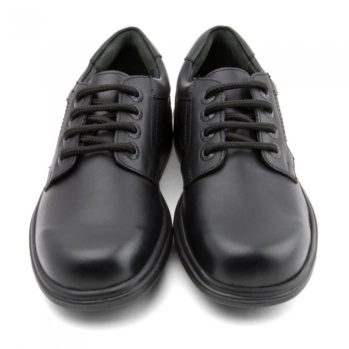Black leather men’s shoes by K Square Edutainment, perfect for school.